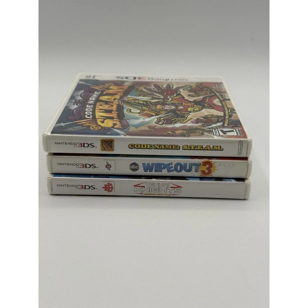 Nintendo 3DS 3 Game Lot Tenkai Knights Code Name STEAM Wipeout 3 Complete CIB